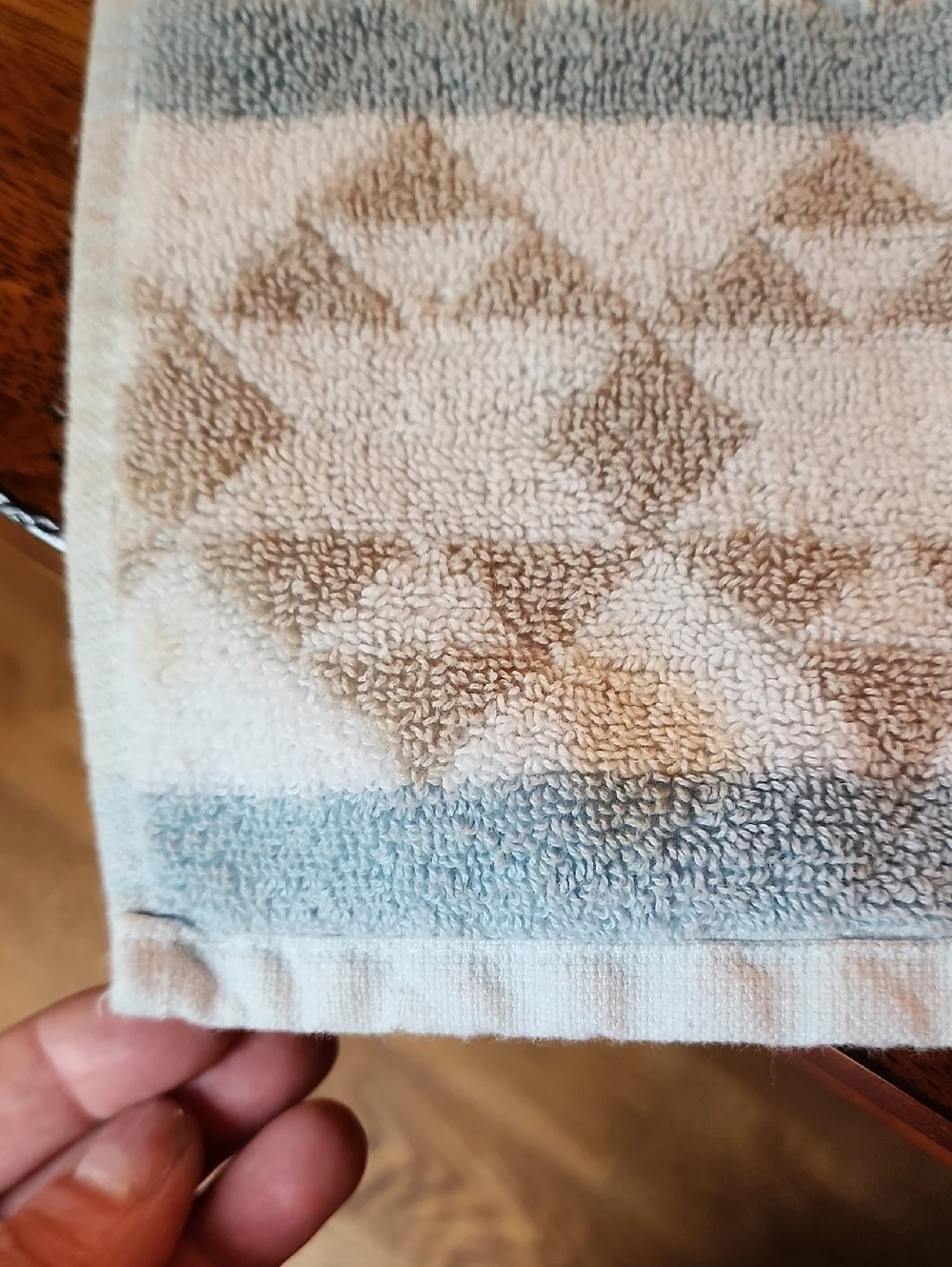 Artisan De Luxe Pastel Geometric Pattern Bath Towel Set - Light Blue & Beige GUC